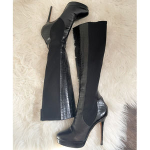 Jimmy Choo Platform Boots Black Alligator 38.5